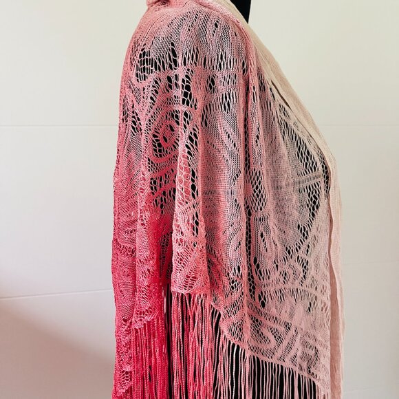 Vintage 70's Hombre Silk Shawl - Picture 3 of 3